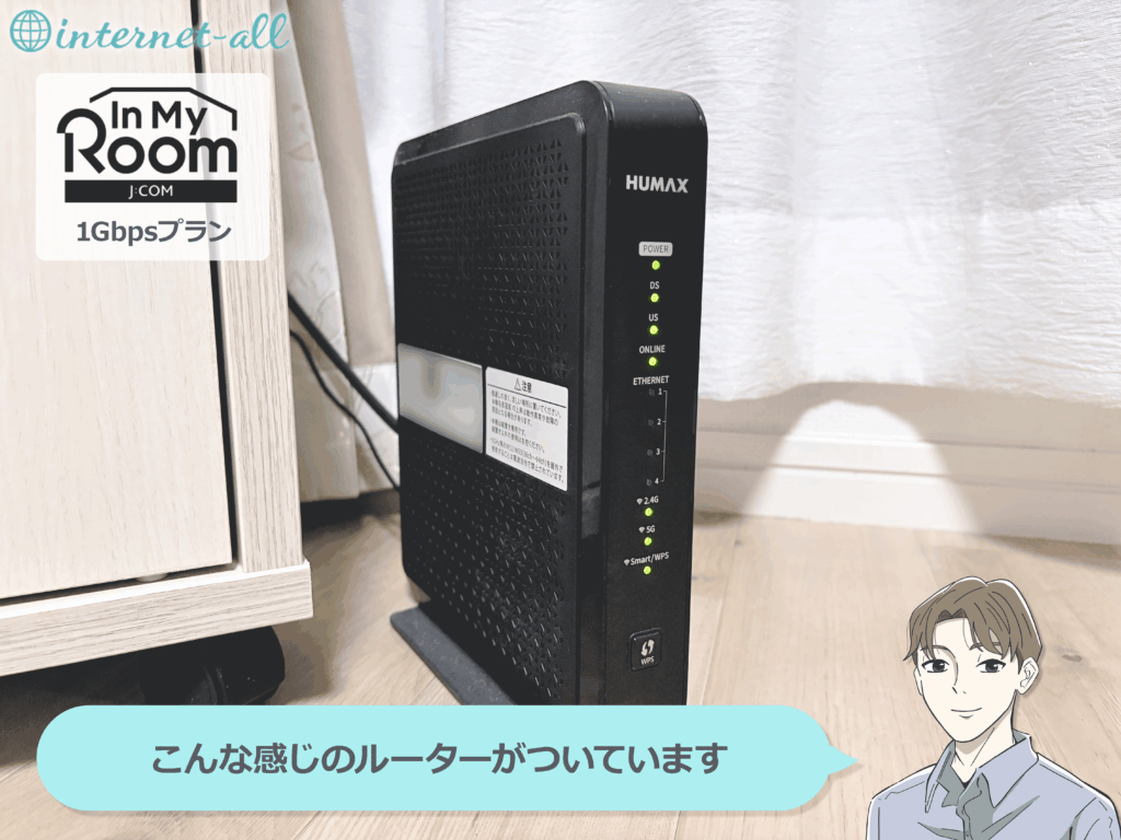 こんな感じのルーターがついています。J:COM  In My Roomのルーターの写真