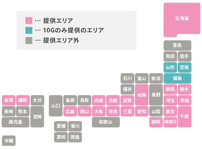 NURO光の提供エリア