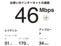2.4GHzに繋いだ時の実測速度