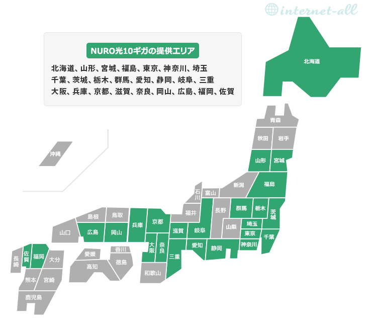 NURO光 10Gの詳細の提供エリア