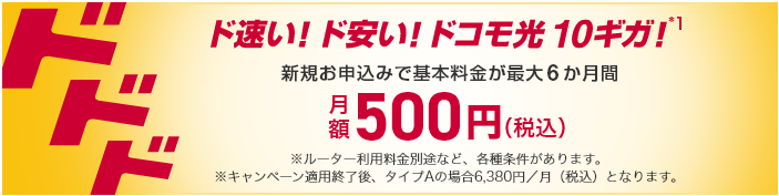 【10G限定】最大6か月間ワンコインキャンペーン